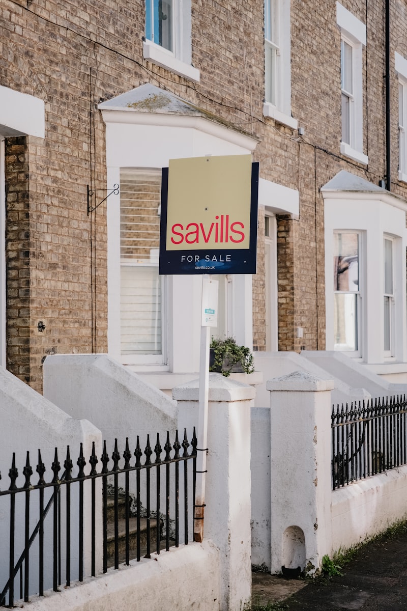 For sale board outside UK terrace